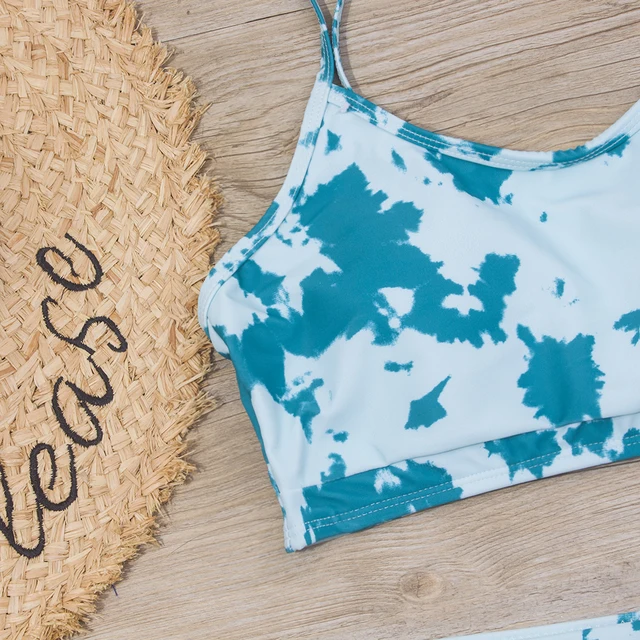 Bañador con estampado Tie-dye para niñas, conjunto de Bikini Bandage, ropa de baño Infantil, ropa de playa 2023 - Imagen 3