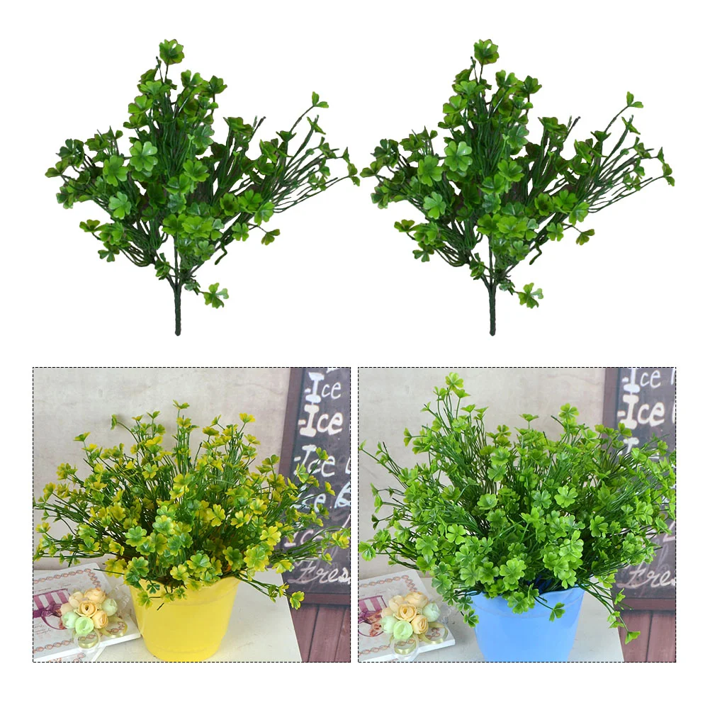 

2 Pcs Decorative Flower Wedding Decore Simulated Plant Decorations Fake Faux Plastic Four Leaf