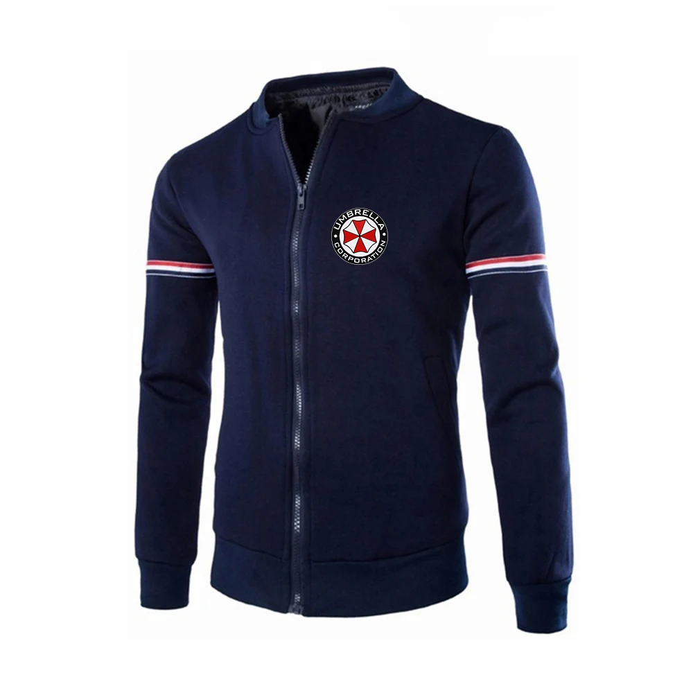 2024 Spring Autumn Umbrella Corporation Logo Printed Fashion Stand Collar Casual Coat Men's Cardigan Zipper Cotton Flight Jacket 7 S6e5be140648440d79ab318f3329ca56eZ
