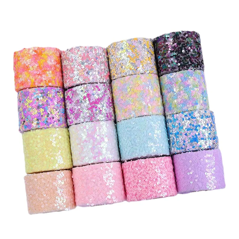 Sequins Organza Ribbon 5yards/lot 80mm For Gift Bow Packaging Clothes Sewing ribbon decoration ribbon supplies organza ribbon wrapping ribbon sewing ribbon sequins ribbon