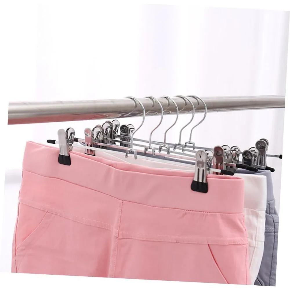 10pcs Metal Clothing Rack Hangers for Skirts Clothes Hanger with Clips Hanger Cloth Simple Hanger Space Saving Hang Pants