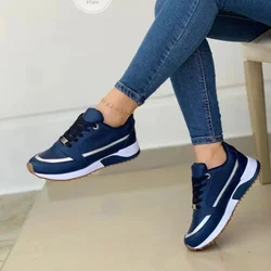 Ladies Sneakers on Sale Fashion Round Toe Flat Platform Shoes Caual Mixed Colors Lace Up Sneakers Outdoor Running Women's Shoes