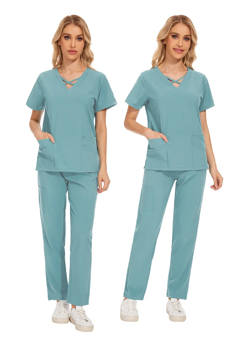 

Slim Fit Women Scrubs Sets Nurses Accessories Medical Uniforms Hospital Dental Clinic Workwear Clothies Surgical Overalls Suits