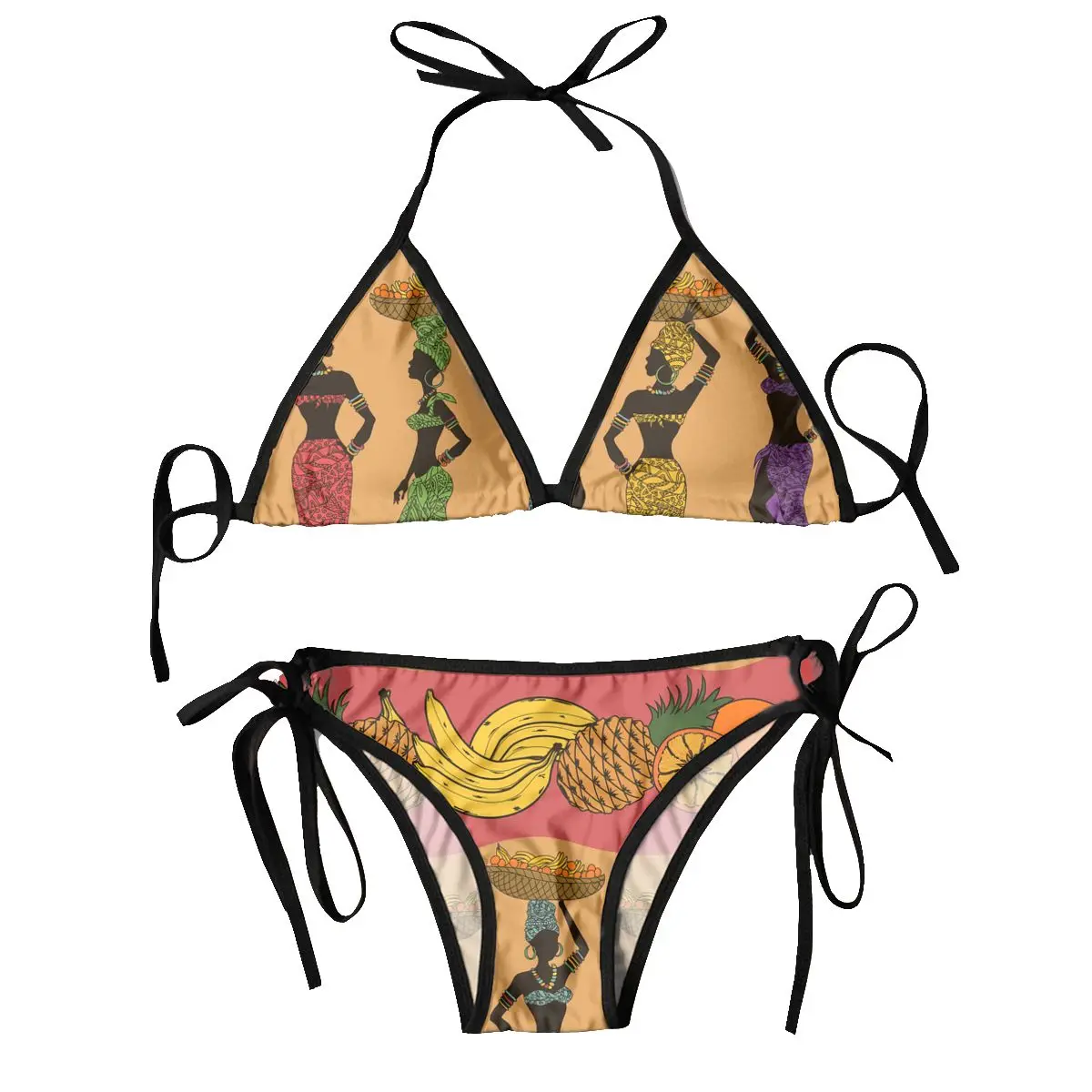 

Bikini Femme 2024 Luxe African Fruits And Street Two Piece Women's Set