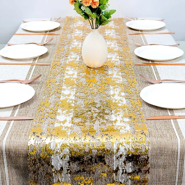 Gold Confetti Paper Table Runner Easy & Cute Dining Decor