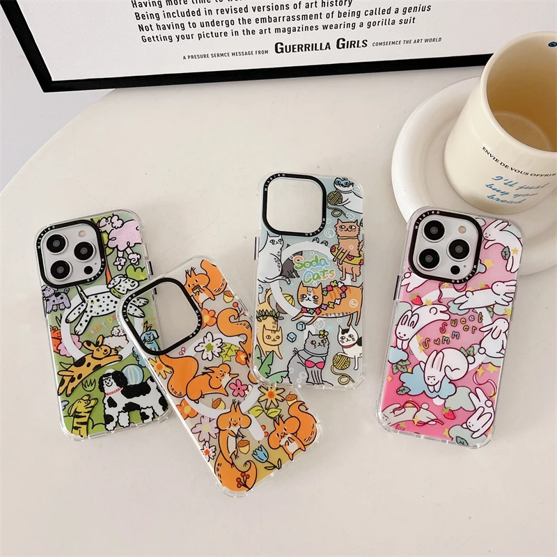 Mikalen Cute Animal Bayer TPU Material shockproof Case for iphone 15 pro 14 pro max 13 Magnetic Case magsafe wireless charge