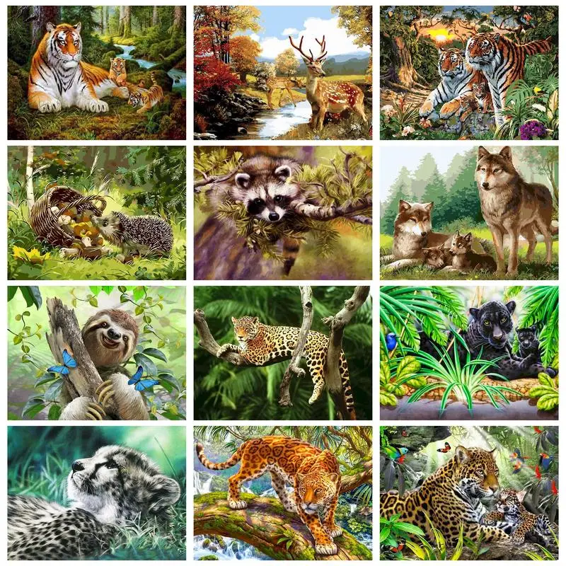 

PhotoCustom Painting By Numbers Leopard Butterfly Animal With Frame Art Picture By Numbers Room For Home Decor