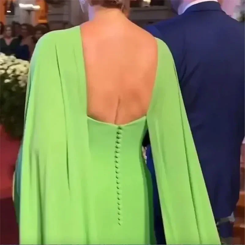 Elegant Green Chiffon Mother Of The Bride Dresses Evening Party Gowns Backless Wedding Guest Formal Ocn Prom Dress mother bride dresses women party dresses