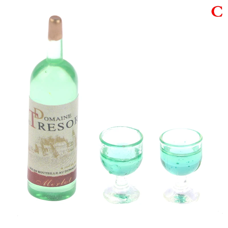 Mini botte di vino rosso in legno Bottiglie e tazze di vino rosso in miniatura Apribottiglie per la decorazione della casa delle bambole Accessori per casa delle bambole 1:12  26