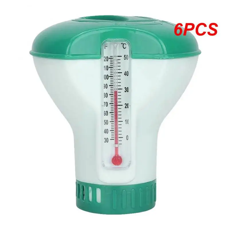 

6PCS Swimming Pool Floating Chlorine Dispenser with Thermometer Disinfection Automatic Applicator Pump Swimming Pool Accessories