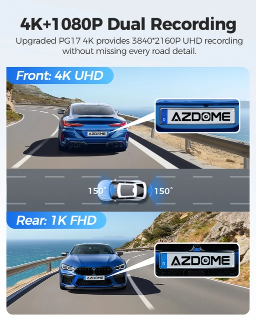 AZDOME PG17 12" 4K Mirror Dash Cam with GPS Wi-Fi 6 Night Vision Rear View Mirror Voice Control Dash Camera for Car Backup Camer 2