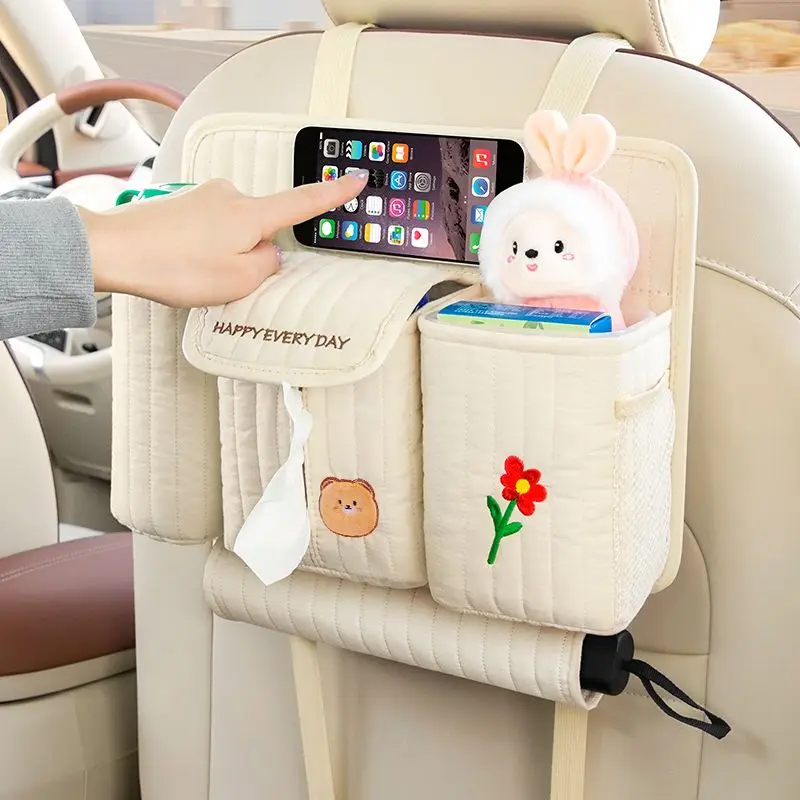 

Creative multi-function car trash can tissue box rear hanging storage bag cute car Bin bag