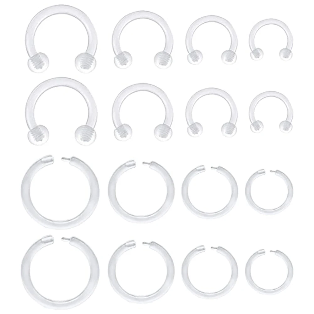 Septum Ring Nose Hoop Rings Daith Retainer Bioflex Cartilage Tragus Helix Lobe Earrings Plastic Lip 5pcs