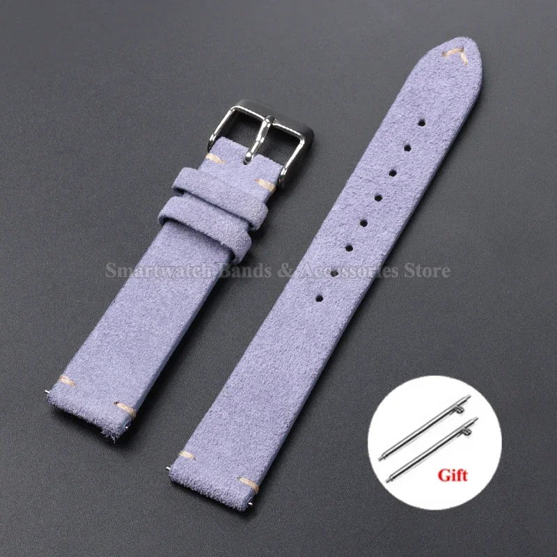 Vintage Suede Leather Quick Release Watch Strap - Handmade Bracelet in Multiple Sizes