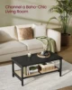 VASAGLE 2-Tier Coffee Table for Living Room, Living Room Table Rectangular Center Table, with PVC Rattan Storage Shelf 3