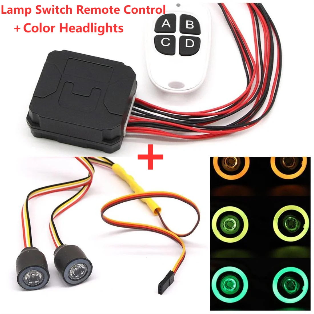 

Light switch ＋ RGB Color Lamp 19mm Angel Eyes for 1/10 Axial SCX10 SCX10II SCX10III D90 RC Crawler Vehicles RC Car Parts