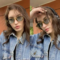 Rétro petites lunettes De soleil ovales femmes marque Design Rivet bleu coquille De tortue lunettes De soleil en plein air hommes nuances femme UV Oculos De Sol 6