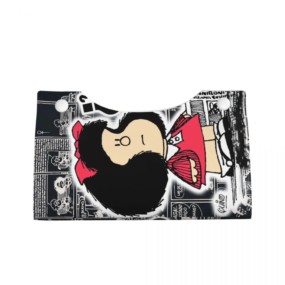 Custom Vintage Quino Comic Mafalda Facial Tissue Box Cover Rectangular Cartoon Mang PU Leather Tissue Box Holder for Car Toilet 2