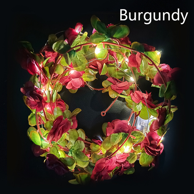 LED Rose Wreath Artificial Plant Vines Valentine's Day Christmas Wedding Decoration Interior Romantic Atmosphere Decoration
