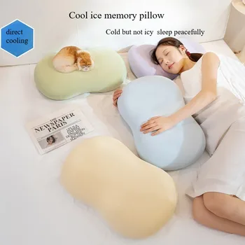 Cuscino in cotone memory di seta ghiacciata Cuscino di protezione per il collo Non pieghevole per dormire Rimbalzo lento per aiutare il sonno Cuscino comodo 1