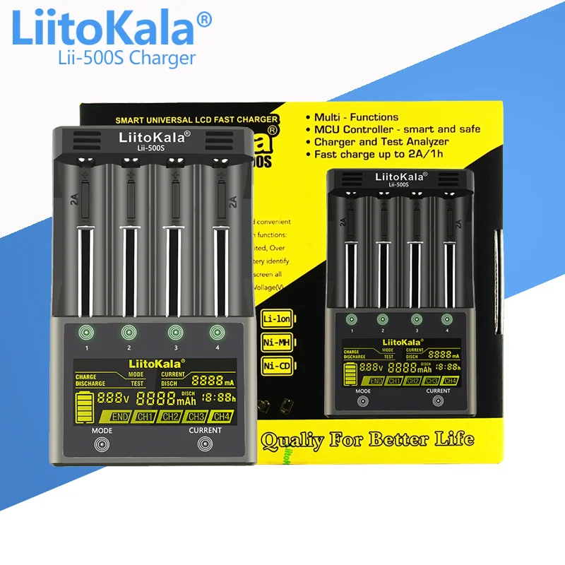 LiitoKala Lii-500 Lii-600 Lii-S8 Lii-PD4 Lii-PD2 LCD 3.7V/1.2V 18650/26650/16340/14500/18500 Battery Charger with screen battery charger,battery charger adapter