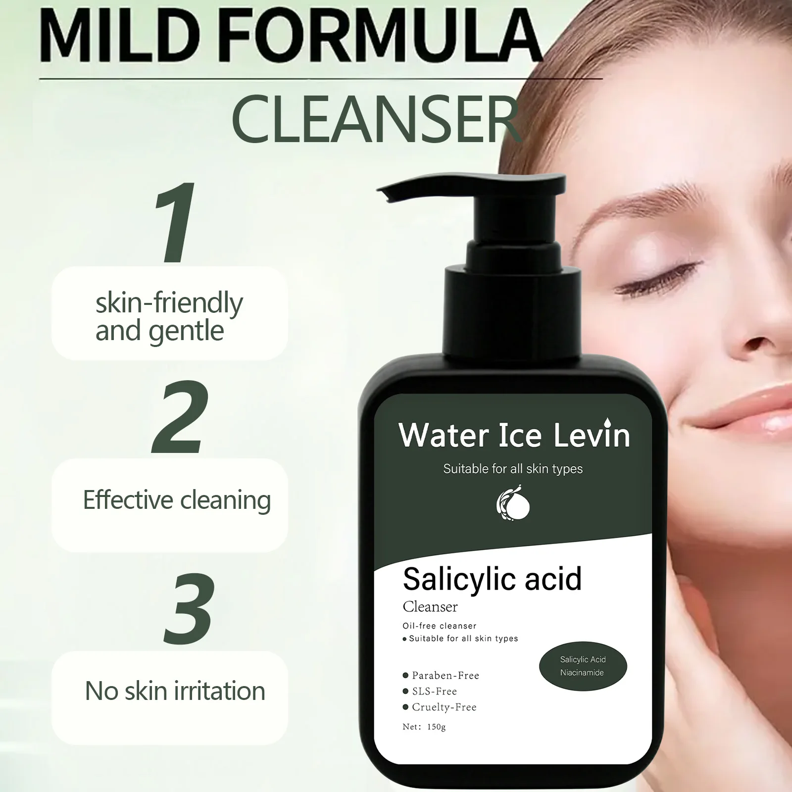 150g Salicylic Acid Facial Cleanser Acne Treatment Moisturizing Oil Control skincare Face Wash Foam Face Cleanser Skin Care 3