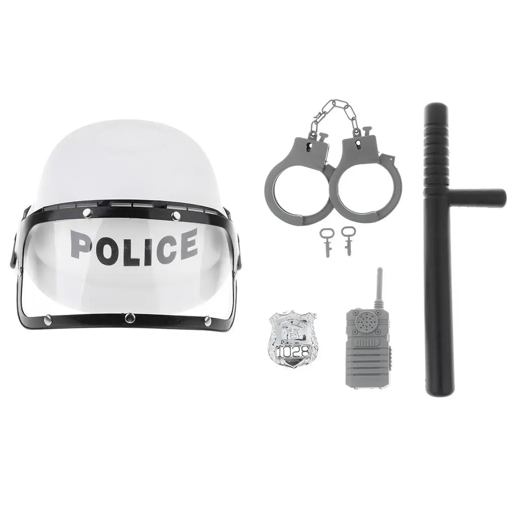 Toys-Kids Dress Up Role play set Riot Cop Helmet Badge spontoon Cuffs and Costume Set 5Pcs/set princess pretend toys