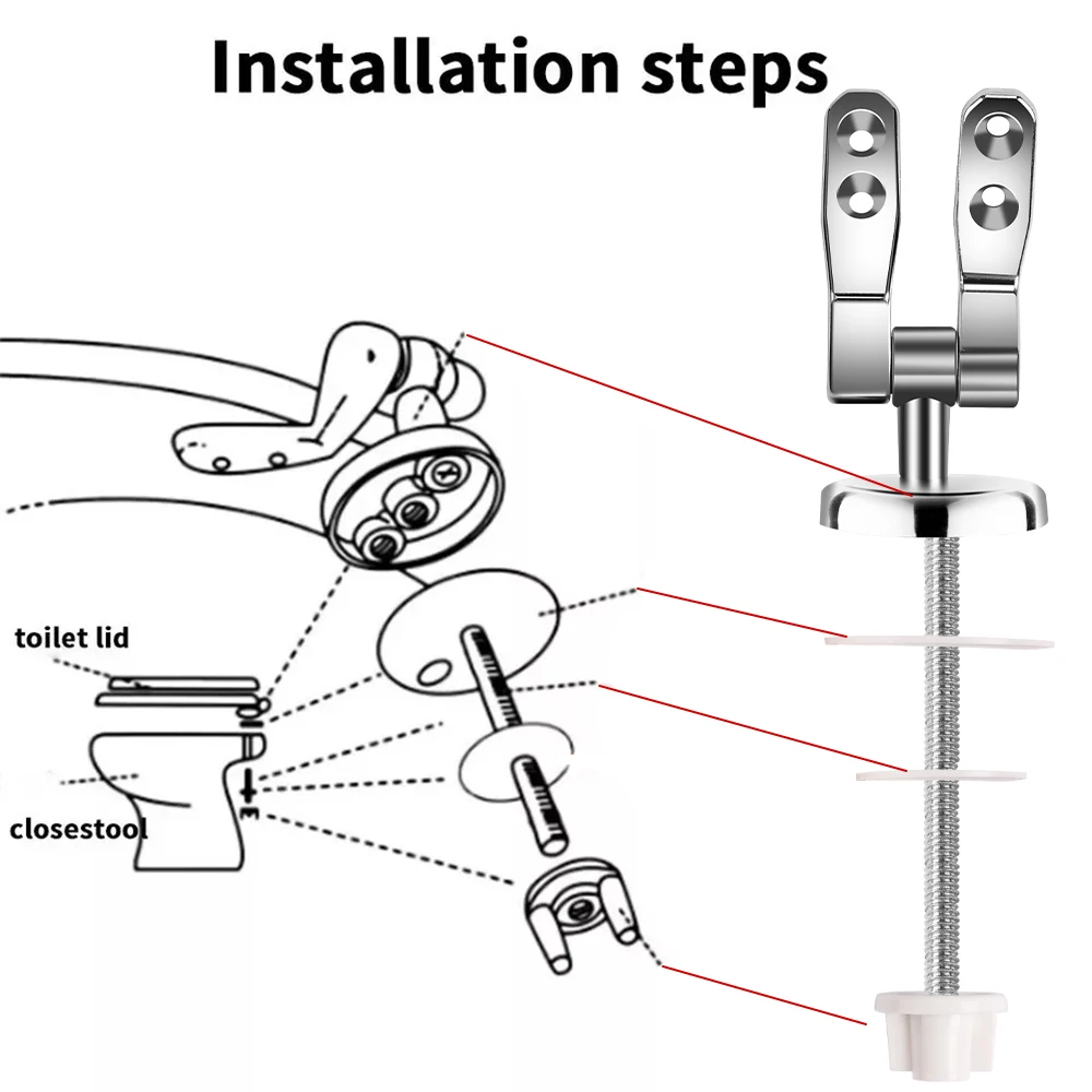 Toilet Lid Hinges WC Hinge Premium Universal Durable Bolts Screw Fittings Toilet Replacement Part Flush Cover