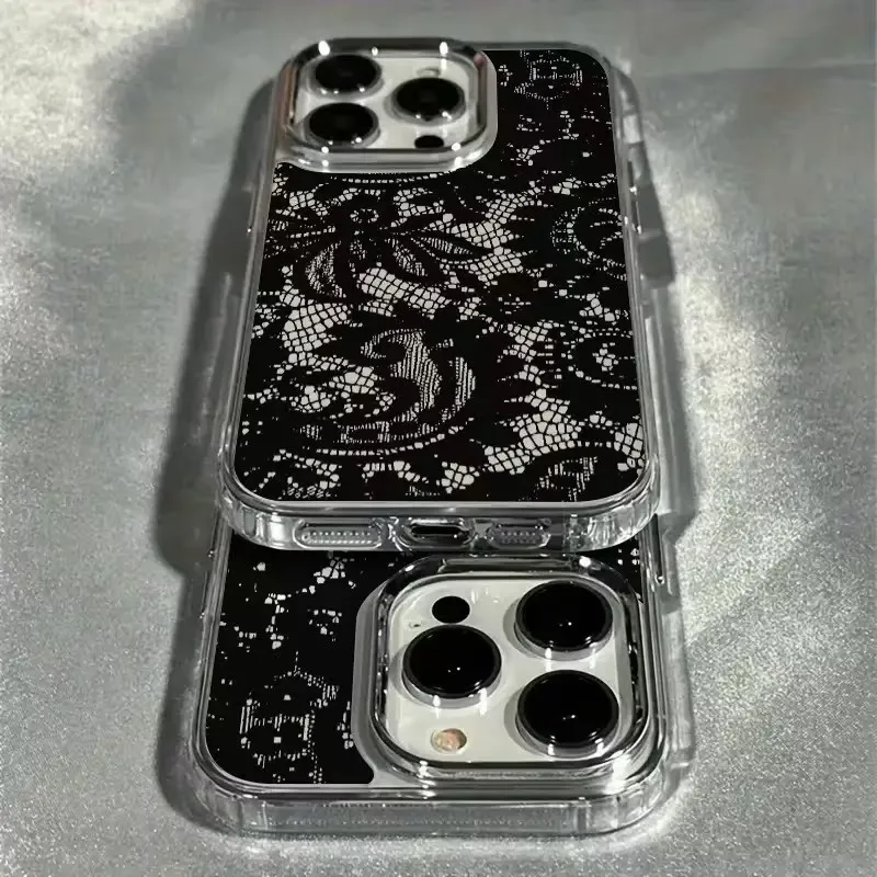 Elegant Black Lace Pattern Soft Phone Case