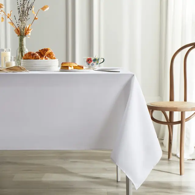 Nappe rectangulaire solide, couverture de Table en tissu Polyester lavable pour mariage, fête d'anniversaire, réception de Banquet 1