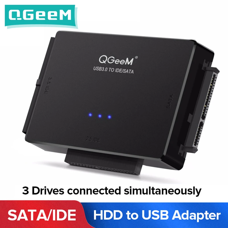 Qgeem Sata To Usb Ide Adapter Usb 3.0 Sata 2.5 3.5 Hard Disk Drive Hdd Ssd Usb Converter Ide