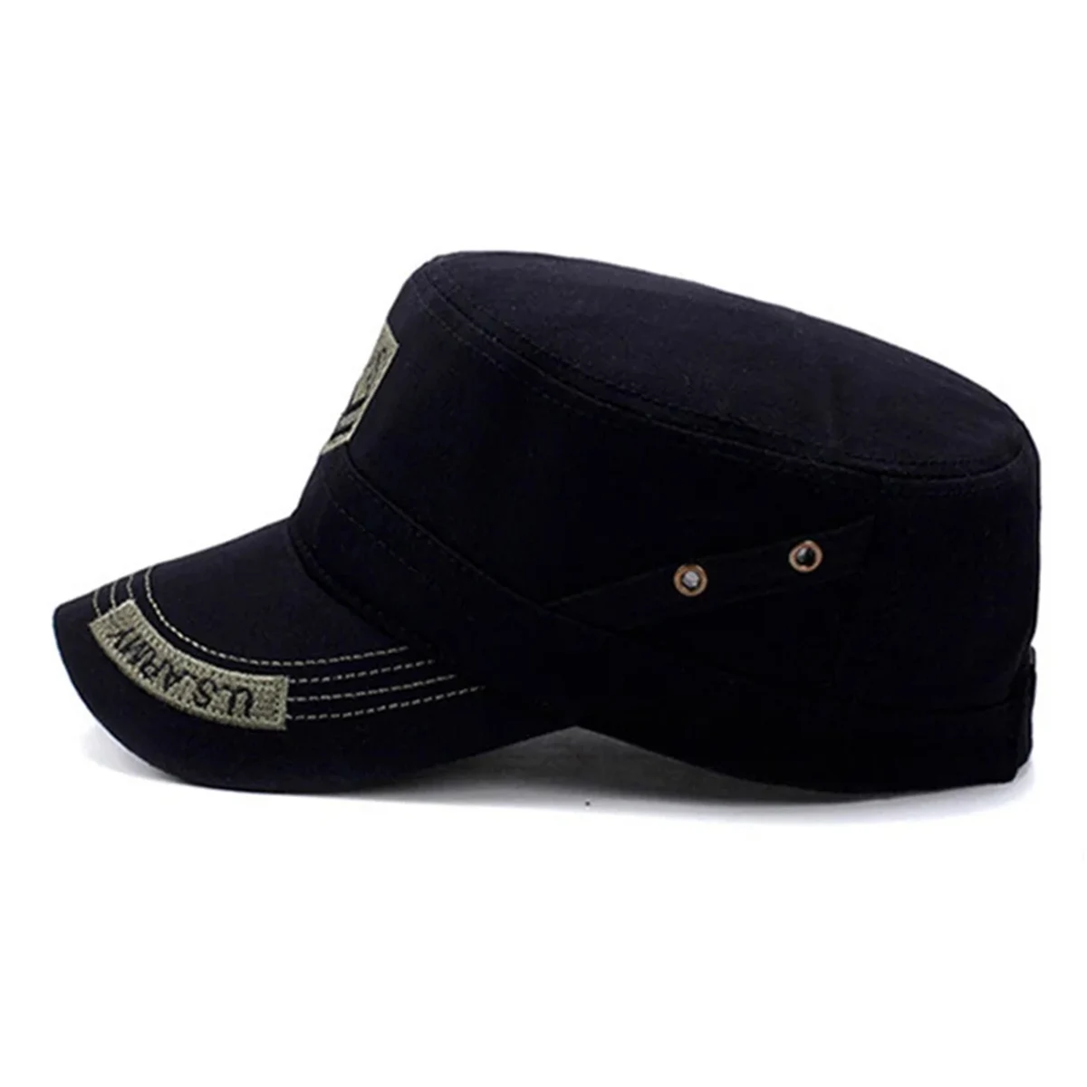Unisex US Letter Embroidery Military Cap Spring Autumn Outdoor Adjustable Casual Hats Men Flat Top Caps