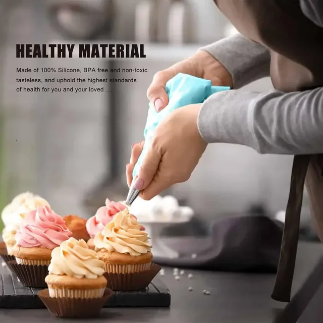 Piping Bags Cake Decorating Tools Reusable Silicone Pastry Bag Stainless Steel Nozzle Piping Nozzles Pastry Set Baking Tools 5