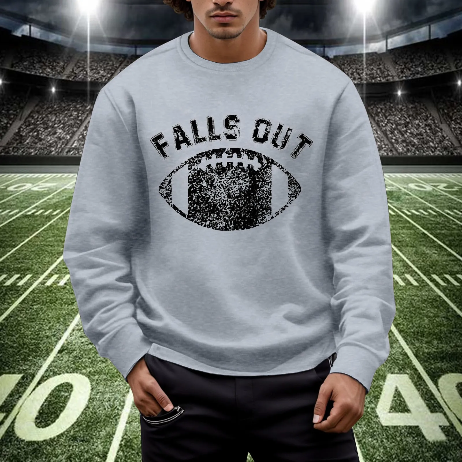 

Male Autumn And Winter Tops Rugby Themed Hoodless Long Sleeve Pullover Sweatshirt grunge Graphic Running
