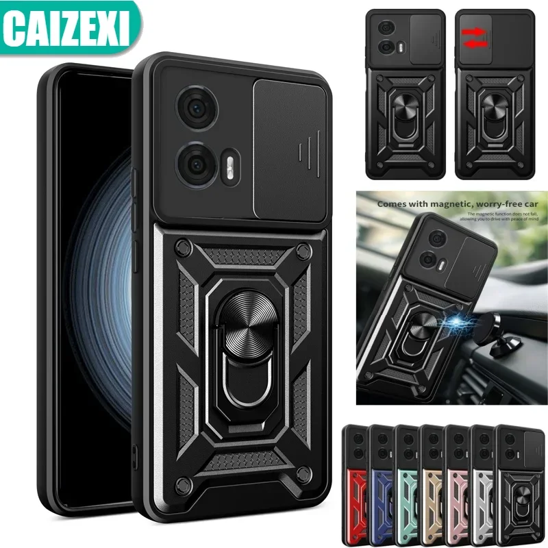 Enhanced Motorola Moto Edge 50 Fusion Case with Magnetic Ring Armor and Slide Lens Camera Protection