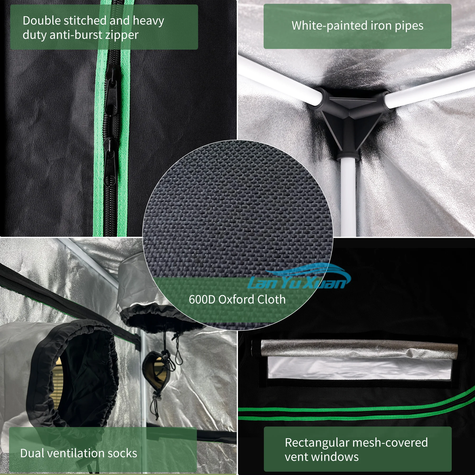 VEVOR Tente De Culture 305x305x203 Cm Chambre De Culture Hydroponique Mylar 600D Hautement