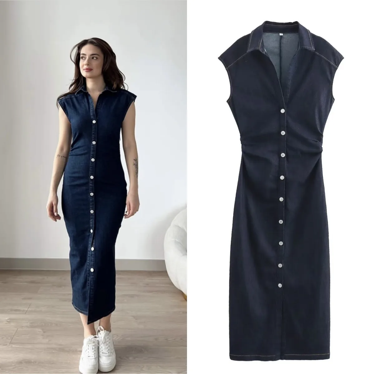 green emerald velvet dress Ivy Denim Dress - Women's Denim Dress