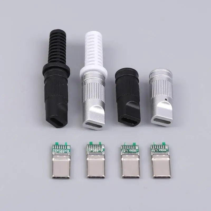 2/5Pcs USB3.1 Type-C Male Plug - 24Pin 5 Solder Joints CC Pad Fast Charging Data Connector For Mobile Phone DIY Repair Accessory