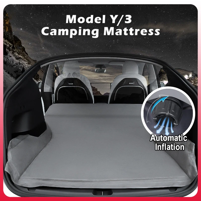 TESCAMP Matelas de camping lit double en mousse à mémoire de forme CertiPUR  portable, pliable, gain de place idéal pour la voiture avec sac de  rangement et drap housse fournis pour Tesla