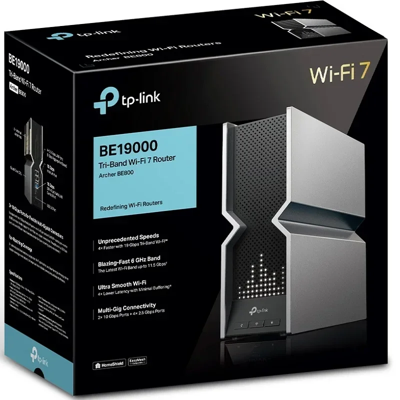 TP 링크 아처 BE800 Wi Fi 7 무선 라우터 트라이 밴드 BE19000 듀얼 10 기가비트 포트 재고