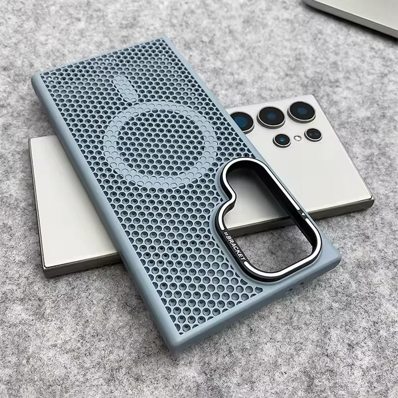 Luxury Breathable Mesh Magnetic Case with Lens Stand and Cooling Shockproof Cover