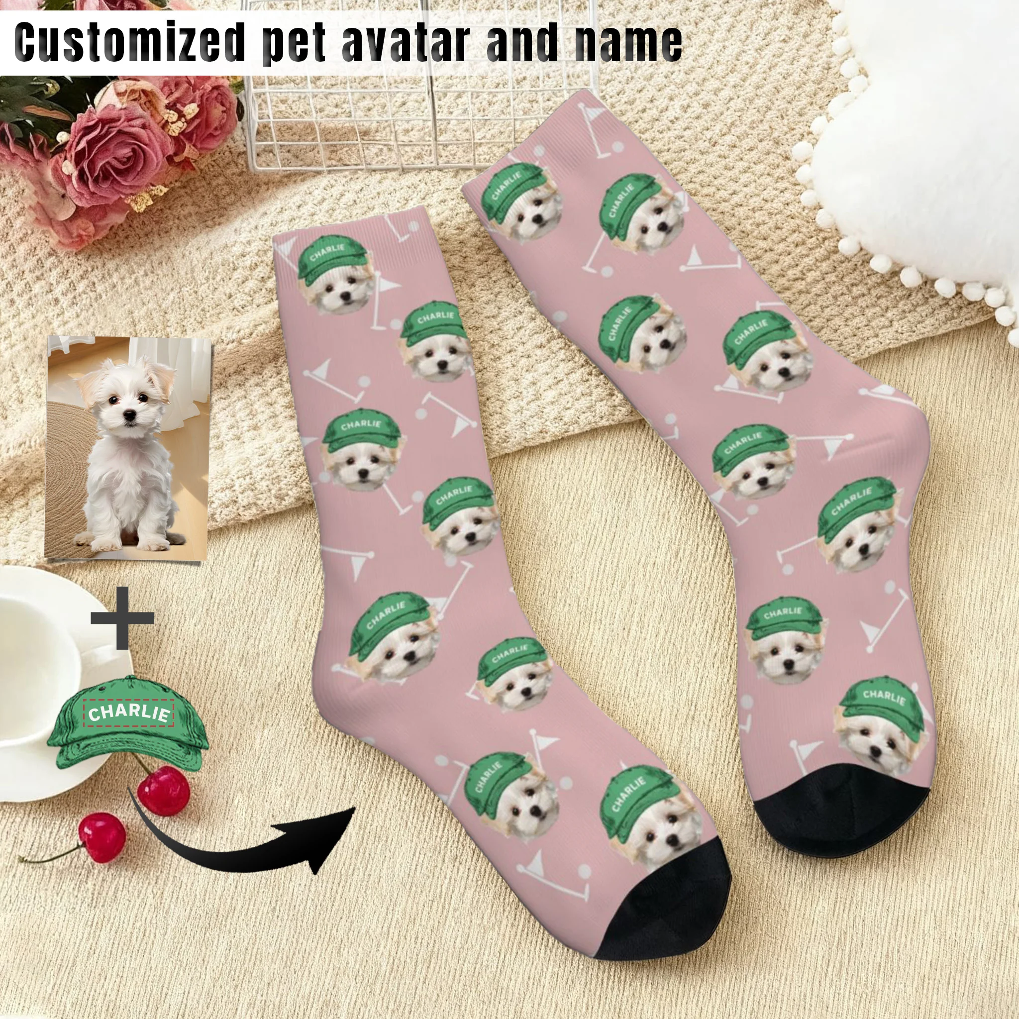 Custom Pet Golf Photo Socks Personalized Pet Socks Custom Dog Socks Custom Cat Socks Fathers Day Gifts Cat Dad Gift Dog Dad Gifts Dog Face
