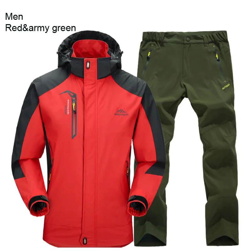 

Spring And Autumn Outdoor Single Hiking Camping Jacket Pants Men's Suit Windbreak Trekking Travel Coat Trousers 5XL