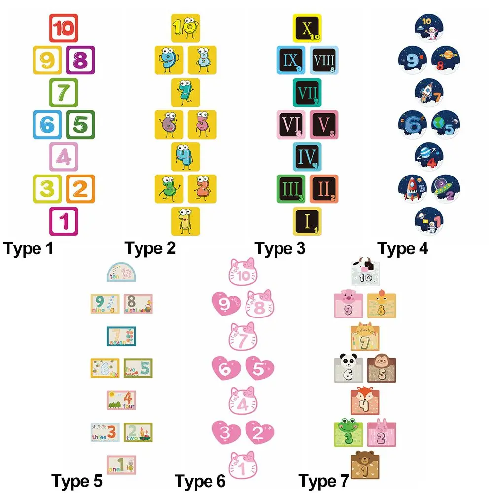Cartoon Number Grids Hopscotch Game Floor Stickers hopscotch game stickers Parent-child Gift Home Nursery Kindergarten Decoration Waterproof Removable