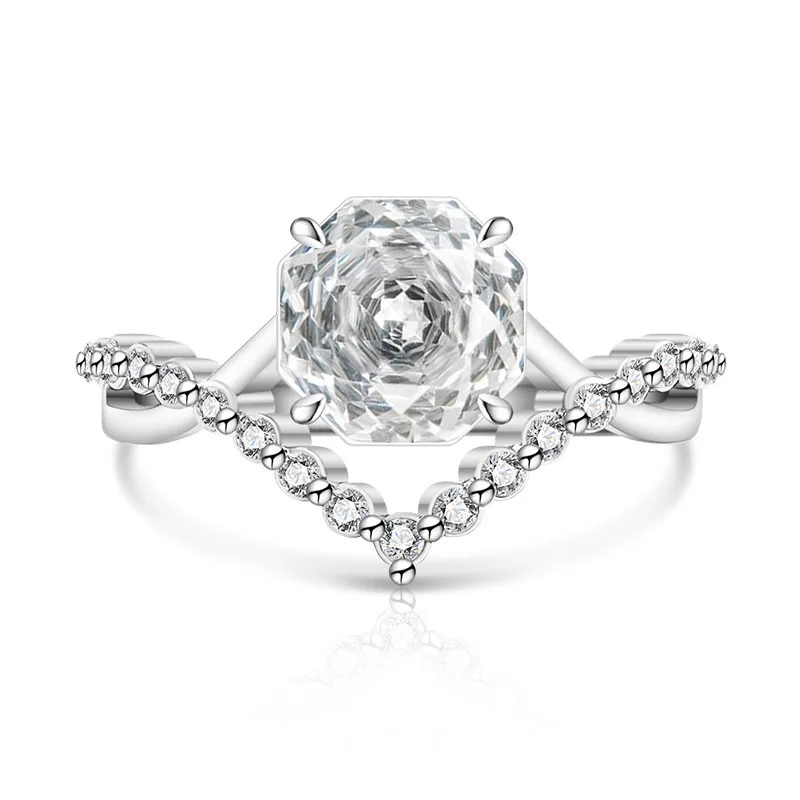Traumlicht-Luxus-Kronenring aus 925er-Sterlingsilber mit rosafarbenem Schliff und hohem Kohlenstoffgehalt, Valentinstagsgeschenk – Detail 5
