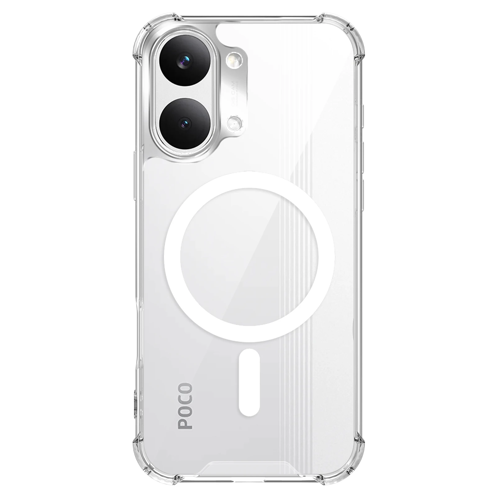 Magnetic Transparent Airbag Shockproof Phone Case with PC+TPU Protection Cover