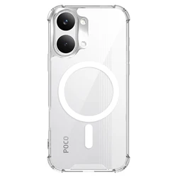 Magnetic Transparent Airbag Shockproof Phone Case with PC+TPU Protection Cover - Poco X8 Pro (Clear)