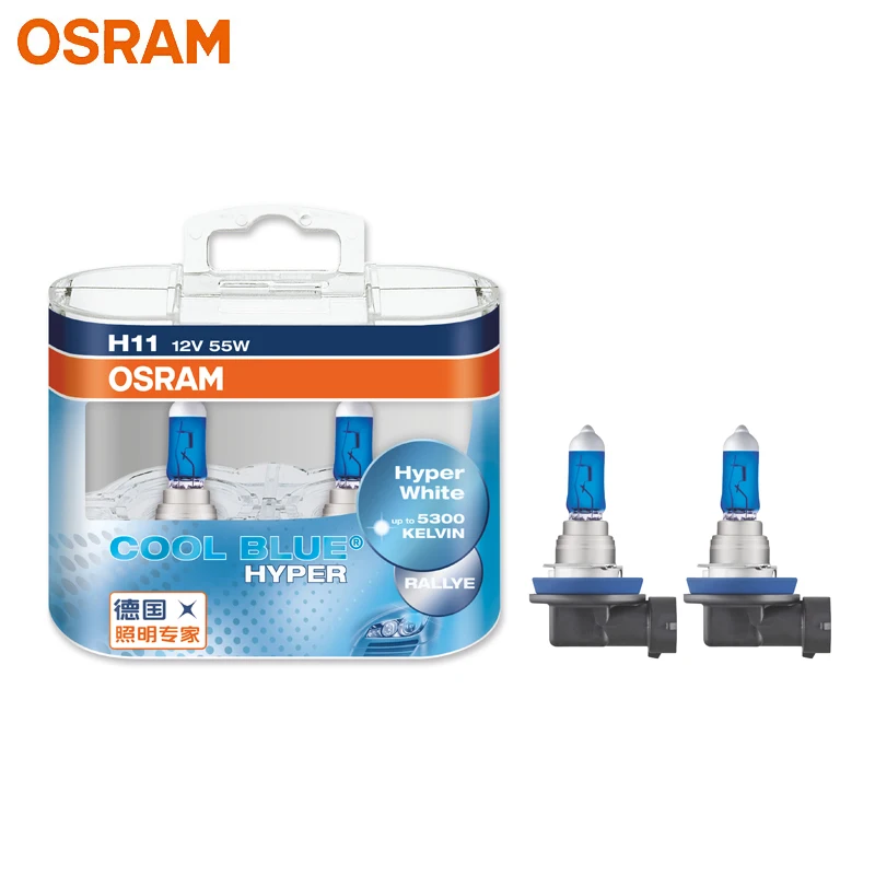 Zrealizuj zakupy OSRAM H7 H4 H1 H11 HB3 9005 HB4 9006 reflektor halogenowy światła samochodowe Hi/Lo wiązka 5300K 12V 55W zimny niebieski Hyper biała żarówka (2 sztuki)