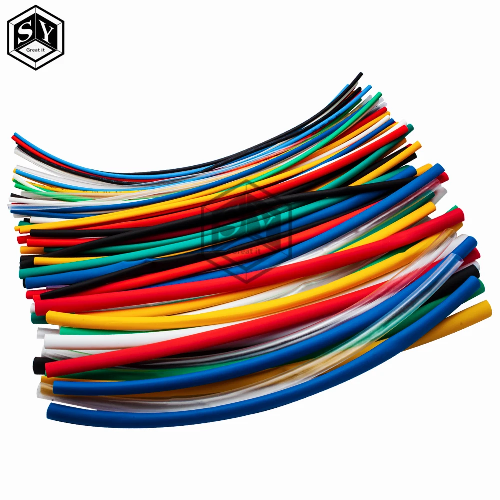 70pcs Flame Retardant Durable 7 Color Assorted Colors Ratio 2:1 Polyolefin Heat Shrink Tubing Tube Kits