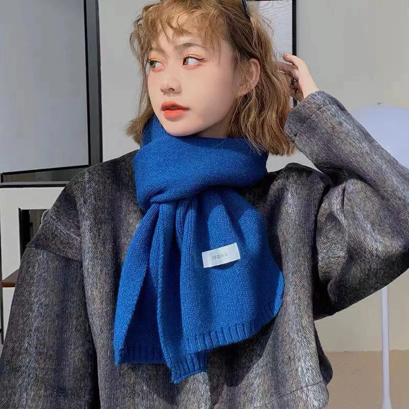 여성용 단색 모직 스카프, 두꺼운 따뜻한 스카프, 학생 겨울 올 매치 스카프